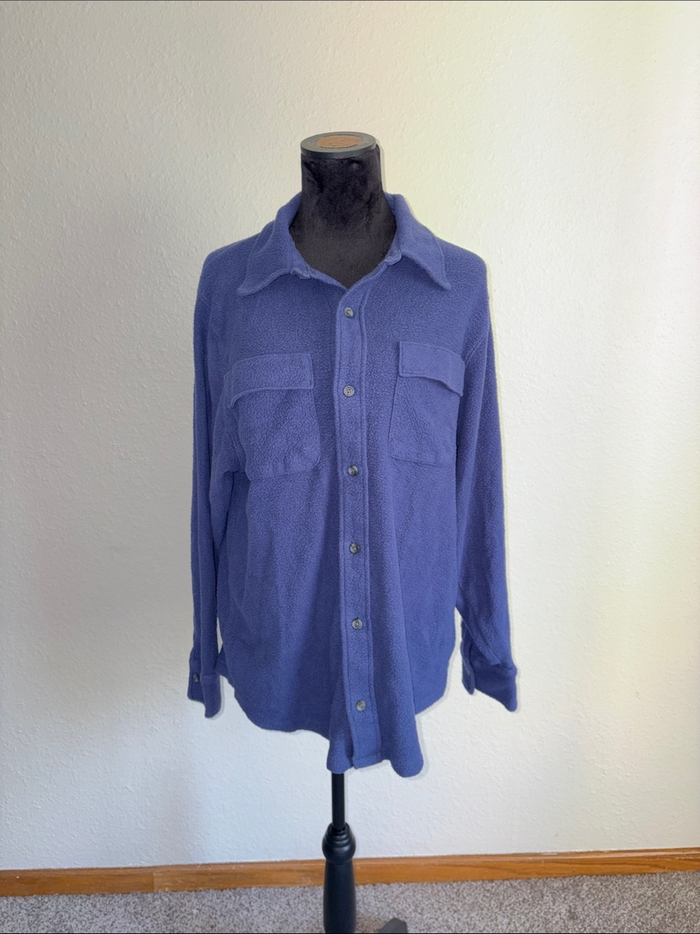 Periwinkle Button-Up Shacket - Soft Long Sleeve